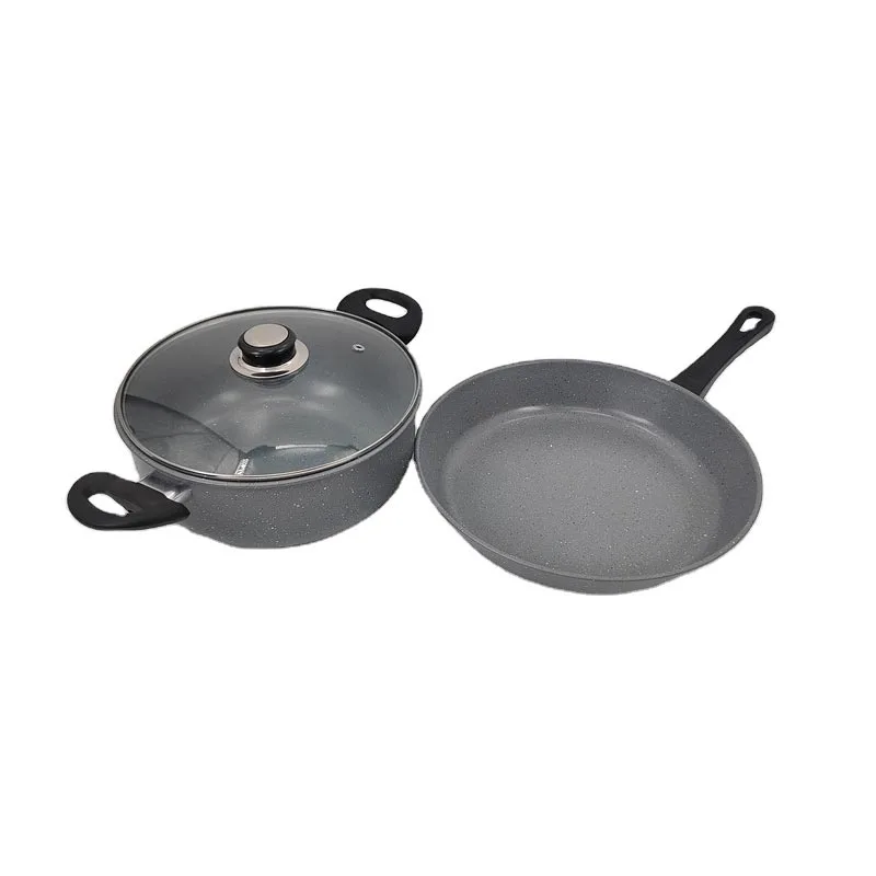 Järn non-stick stekpanna och soppgryta set