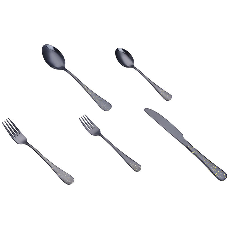 Rostfritt stål titanpläterad Gunmetal Grå bestickset